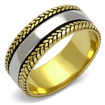 TK2375 - Two-Tone IP Gold (Ion Plating) Stainless Steel Ring with Epoxy  in Jet-0
