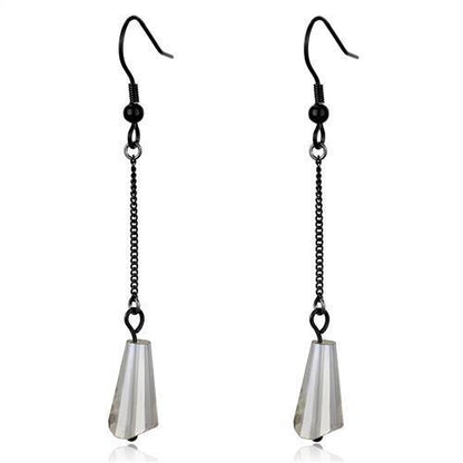 TK2381 - IP Black(Ion Plating) Stainless Steel Earrings with Synthetic Synthetic Glass in Clear-0