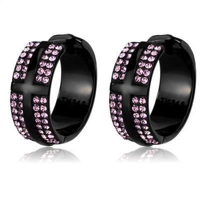 TK2386 - IP Black(Ion Plating) Stainless Steel Earrings with Top Grade Crystal  in Light Amethyst-0