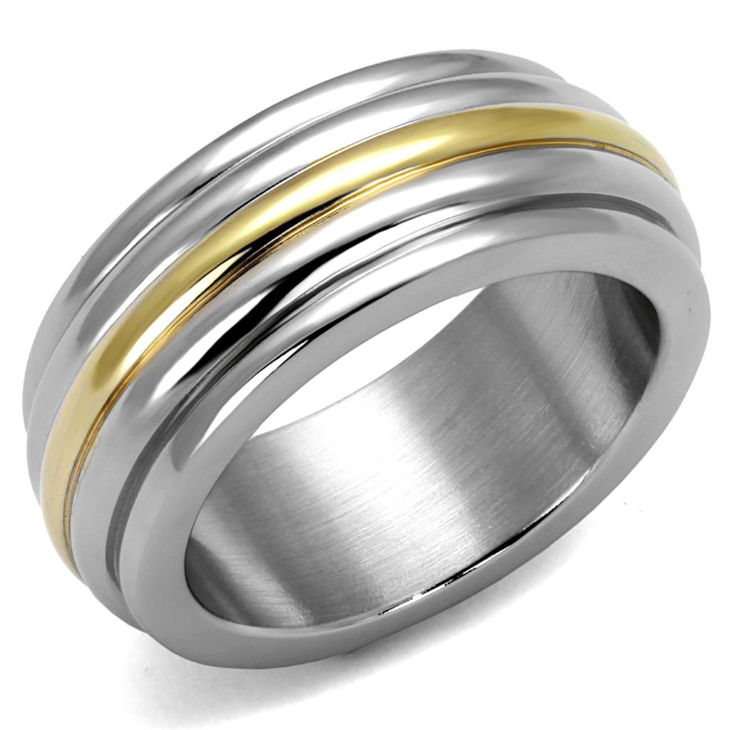 TK2390 - Two-Tone IP Gold (Ion Plating) Stainless Steel Ring with No Stone-0