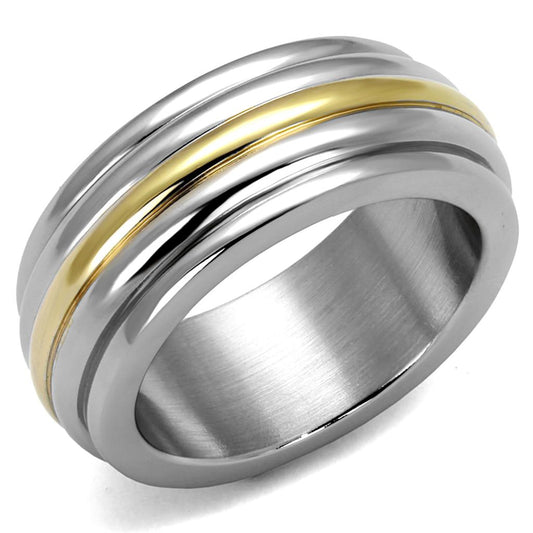 TK2390 - Two-Tone IP Gold (Ion Plating) Stainless Steel Ring with No Stone-0