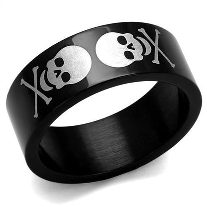 TK2400 - Two-Tone IP Black Stainless Steel Ring with No Stone-0