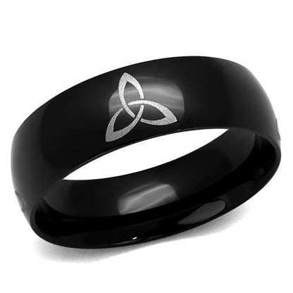 TK2408 - Two-Tone IP Black Stainless Steel Ring with No Stone-0