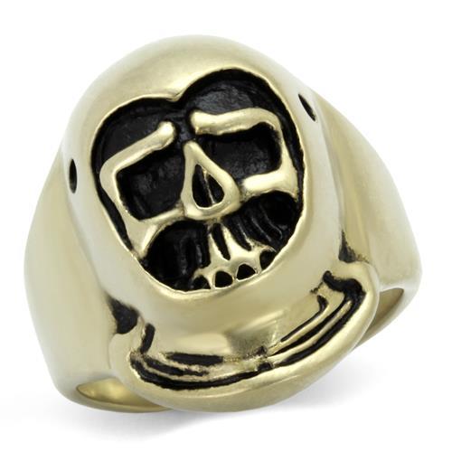 TK2447 - IP Antique Copper Stainless Steel Ring with Epoxy  in Jet-0