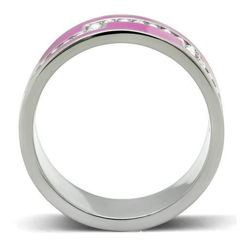 TK244 - High polished (no plating) Stainless Steel Ring with Top Grade Crystal  in Clear-2