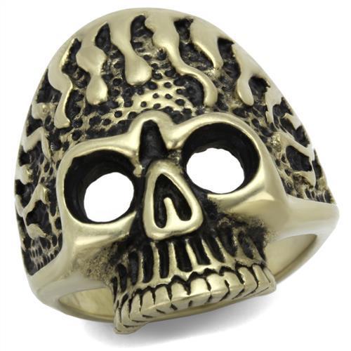 TK2455 - IP Antique Copper Stainless Steel Ring with Epoxy  in Jet-0