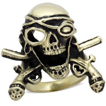 TK2456 - IP Antique Copper Stainless Steel Ring with Epoxy  in Jet-0