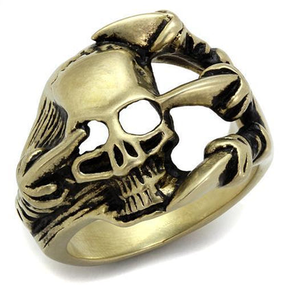 TK2464 - IP Antique Copper Stainless Steel Ring with Epoxy  in Jet-0