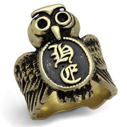 TK2465 - IP Antique Copper Stainless Steel Ring with Epoxy  in Jet-0