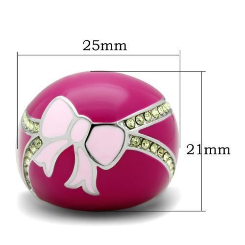 TK246 - High polished (no plating) Stainless Steel Ring with Top Grade Crystal  in Citrine Yellow-1