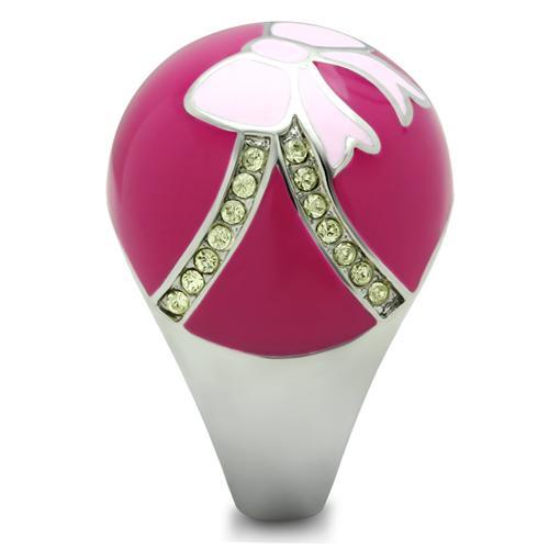 TK246 - High polished (no plating) Stainless Steel Ring with Top Grade Crystal  in Citrine Yellow-3