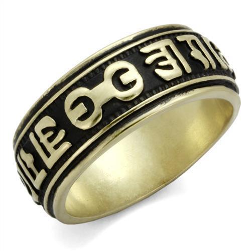 TK2471 - IP Antique Copper Stainless Steel Ring with Epoxy  in Jet-0