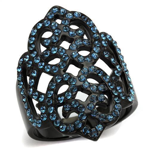 TK2481 - IP Black(Ion Plating) Stainless Steel Ring with Top Grade Crystal  in Montana-0