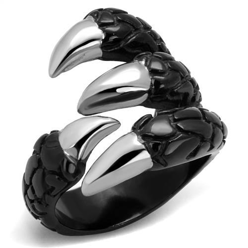 TK2510 - Two-Tone IP Black (Ion Plating) Stainless Steel Ring with No Stone-0