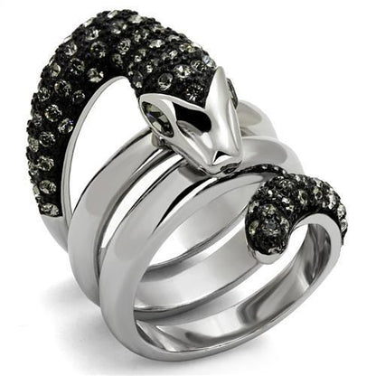 TK2511 - Two-Tone IP Black (Ion Plating) Stainless Steel Ring with Top Grade Crystal  in Black Diamond-0
