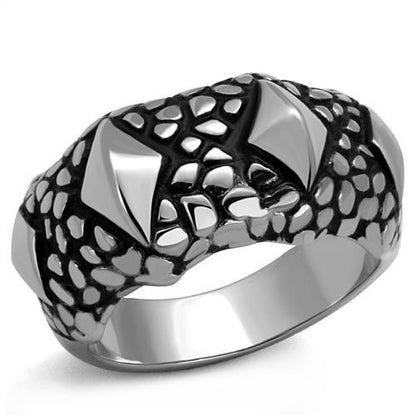 TK2513 - High polished (no plating) Stainless Steel Ring with Epoxy  in Jet-0