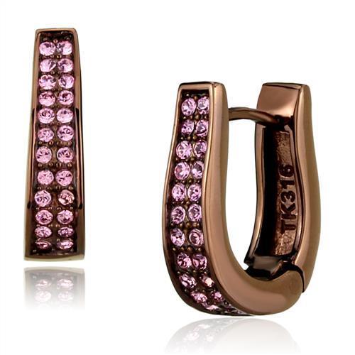 TK2537 - IP Coffee light Stainless Steel Earrings with Top Grade Crystal  in Light Rose-0