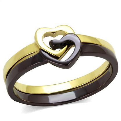 TK2548 - IP Gold & IP Dark Brown (IP coffee) Stainless Steel Ring with No Stone-0