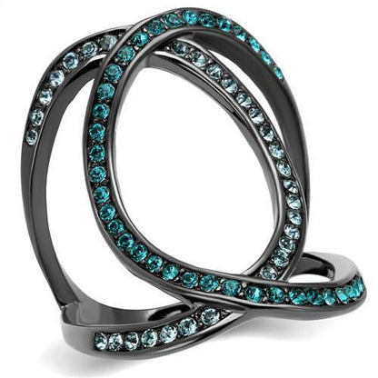 TK2557 - IP Light Black  (IP Gun) Stainless Steel Ring with Top Grade Crystal  in Multi Color-0