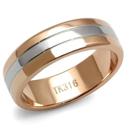 TK2569 - Two-Tone IP Rose Gold Stainless Steel Ring with No Stone-0