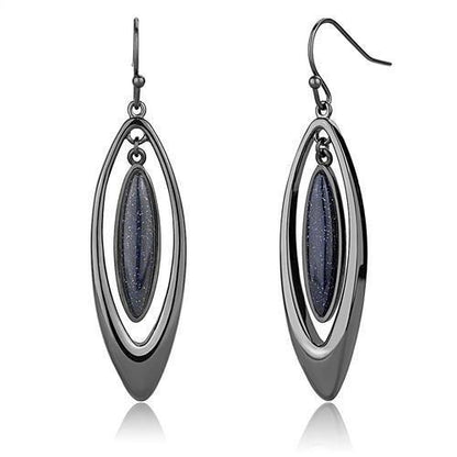TK2577 - IP Light Black  (IP Gun) Stainless Steel Earrings with Blue Sand  in Montana-0