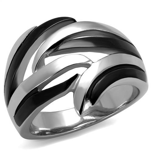 TK2605 - Two-Tone IP Black (Ion Plating) Stainless Steel Ring with No Stone-0