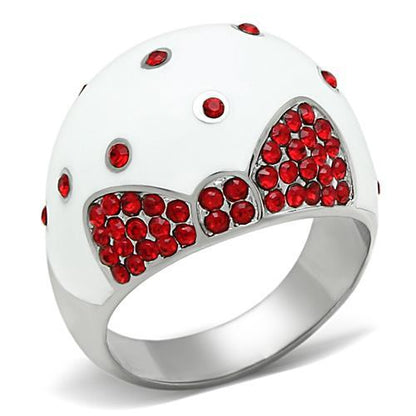 TK260 - High polished (no plating) Stainless Steel Ring with Top Grade Crystal  in Ruby-0