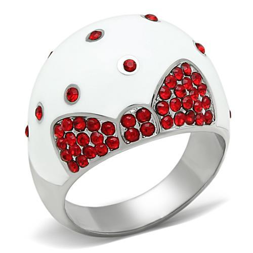 TK260 - High polished (no plating) Stainless Steel Ring with Top Grade Crystal  in Ruby-0