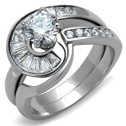 TK2617 - No Plating Stainless Steel Ring with AAA Grade CZ  in Clear-0