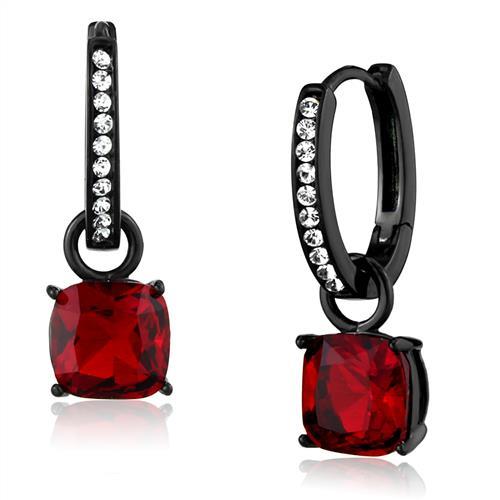 TK2626 - IP Black(Ion Plating) Stainless Steel Earrings with Synthetic Synthetic Glass in Siam-0