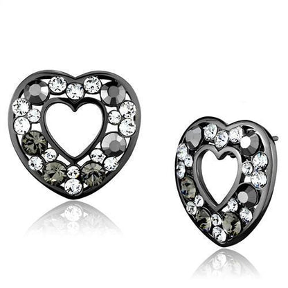 TK2627 - IP Light Black  (IP Gun) Stainless Steel Earrings with Top Grade Crystal  in Multi Color-0