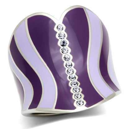 TK262 - High polished (no plating) Stainless Steel Ring with Top Grade Crystal  in Sea Blue-0