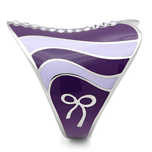 TK262 - High polished (no plating) Stainless Steel Ring with Top Grade Crystal  in Sea Blue-3