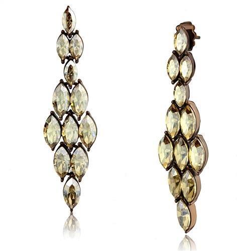 TK2632 - IP Coffee light Stainless Steel Earrings with Top Grade Crystal  in Champagne-0