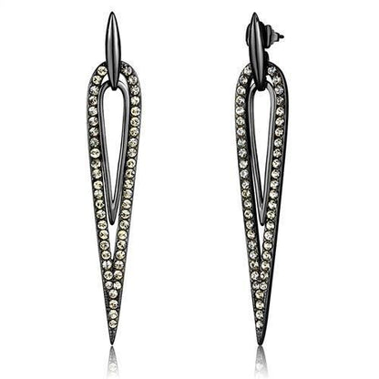 TK2634 - IP Light Black  (IP Gun) Stainless Steel Earrings with Top Grade Crystal  in Smoky Topaz-0