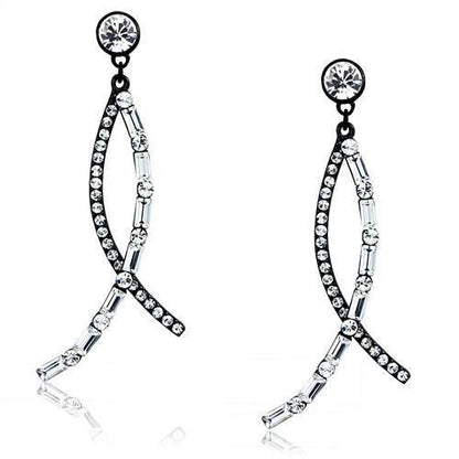 TK2635 - IP Light Black  (IP Gun) Stainless Steel Earrings with Top Grade Crystal  in Clear-0