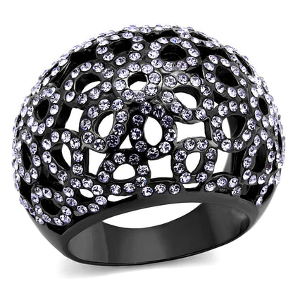 TK2642 - IP Light Black  (IP Gun) Stainless Steel Ring with Top Grade Crystal  in Tanzanite-0
