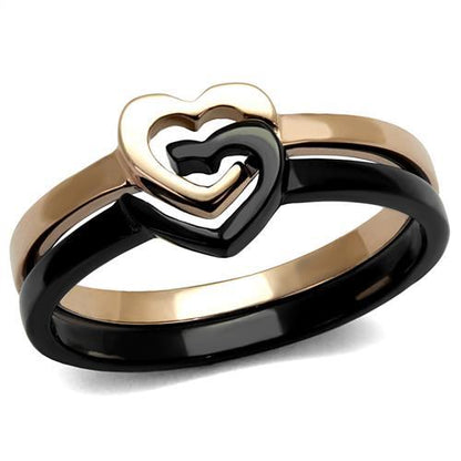 TK2650 - IP Rose Gold+ IP Black (Ion Plating) Stainless Steel Ring with No Stone-0