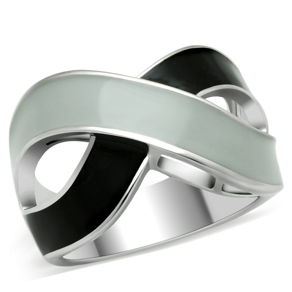 TK265 - Rhodium Stainless Steel Ring with Epoxy  in No Stone-0