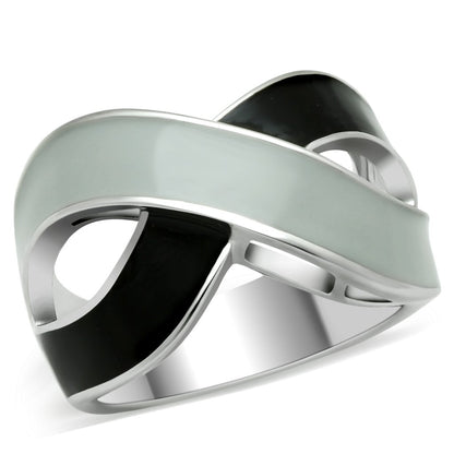 TK265 - Rhodium Stainless Steel Ring with Epoxy  in No Stone-0