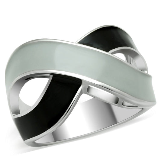TK265 - Rhodium Stainless Steel Ring with Epoxy  in No Stone-0