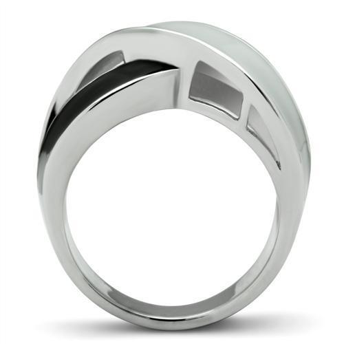 TK265 - Rhodium Stainless Steel Ring with Epoxy  in No Stone-2