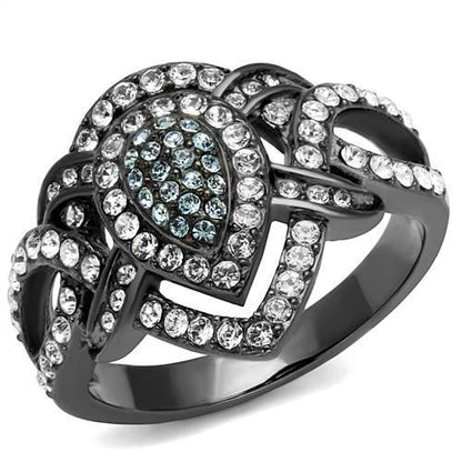 TK2679 - IP Light Black  (IP Gun) Stainless Steel Ring with Top Grade Crystal  in Multi Color-0