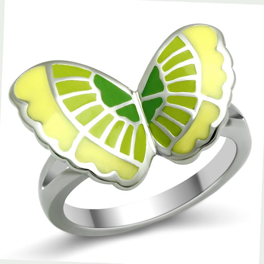 TK267 - High polished (no plating) Stainless Steel Ring with Epoxy  in No Stone-0