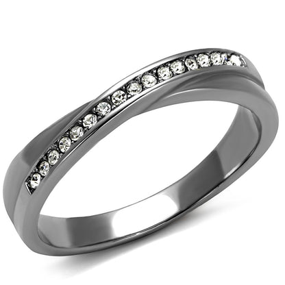 TK2684 - High polished (no plating) Stainless Steel Ring with Top Grade Crystal  in Clear-0