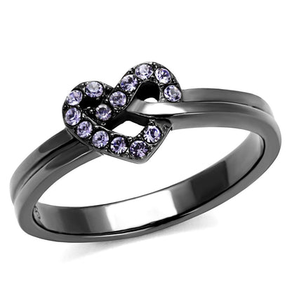 TK2685 - IP Light Black  (IP Gun) Stainless Steel Ring with Top Grade Crystal  in Light Amethyst-0