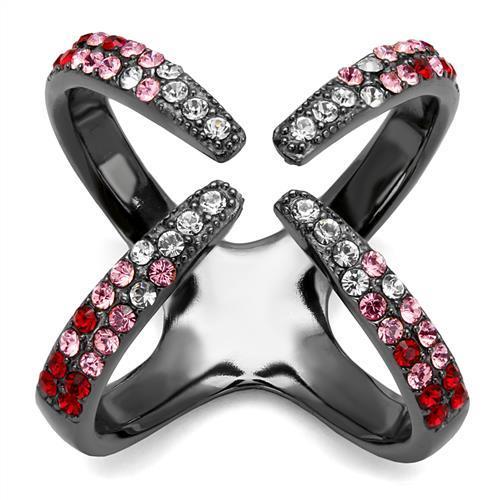 TK2696 - IP Light Black  (IP Gun) Stainless Steel Ring with Top Grade Crystal  in Multi Color-0