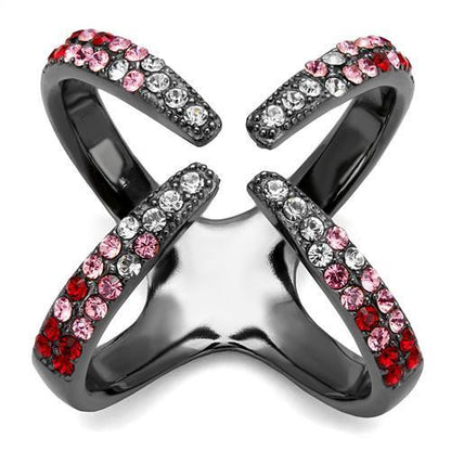 TK2696 - IP Light Black  (IP Gun) Stainless Steel Ring with Top Grade Crystal  in Multi Color-0