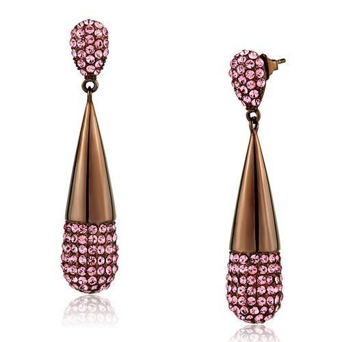 TK2707 - IP Coffee light Stainless Steel Earrings with Top Grade Crystal  in Light Peach-0