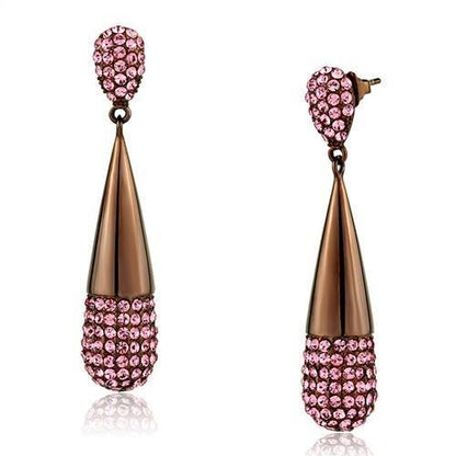 TK2707 - IP Coffee light Stainless Steel Earrings with Top Grade Crystal  in Light Peach-0